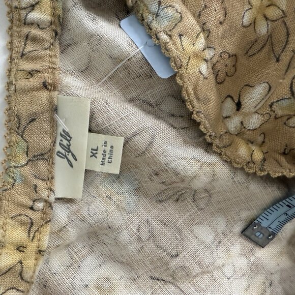 J. Jill Skirt A Line Midi Elastic Waist Linen Floral BeigeSize XLTBeige Cottage - Picture 5 of 6